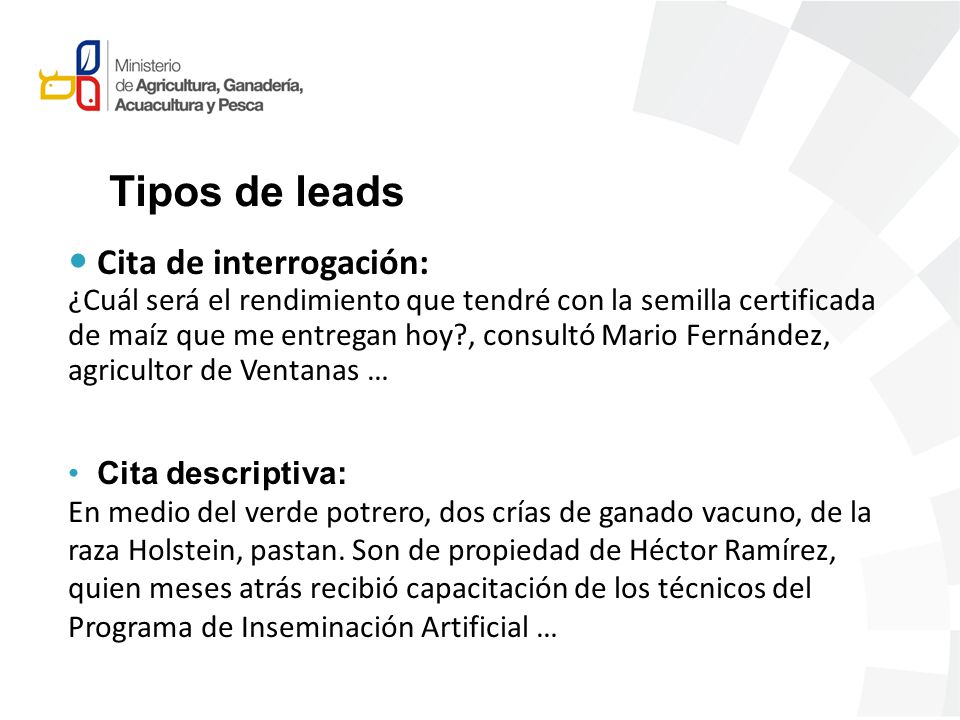 Tipos de leads Cita de interrogación:
