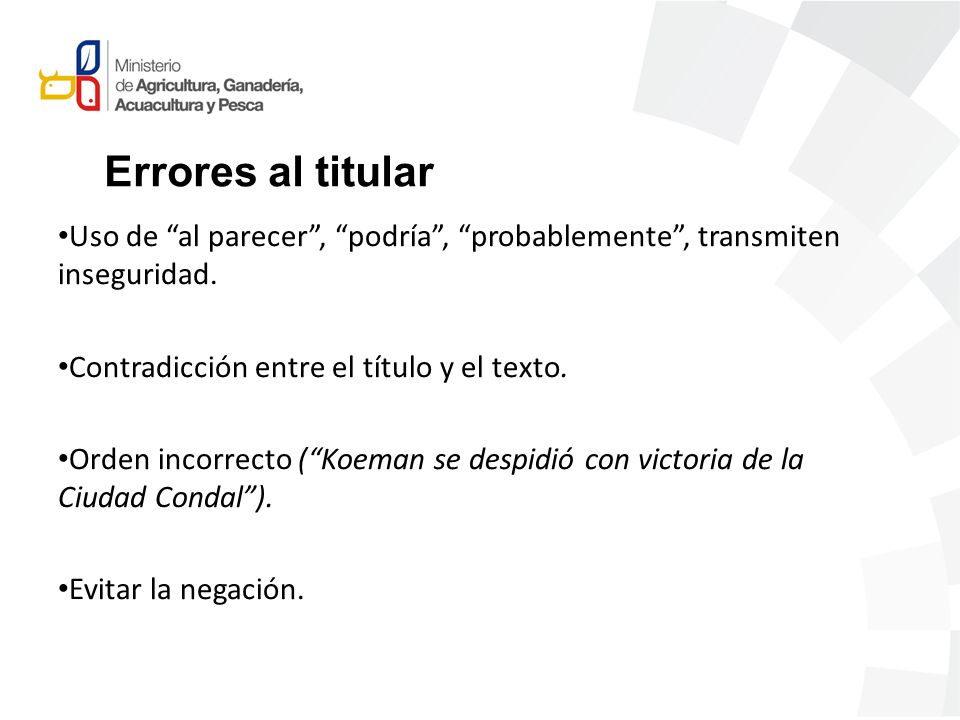 Errores al titular Uso de al parecer , podría , probablemente , transmiten inseguridad. Contradicción entre el título y el texto.