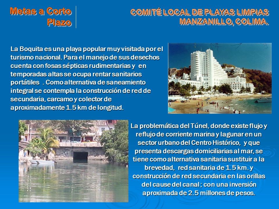 Metas a Corto Plazo COMITÉ LOCAL DE PLAYAS LIMPIAS MANZANILLO, COLIMA.