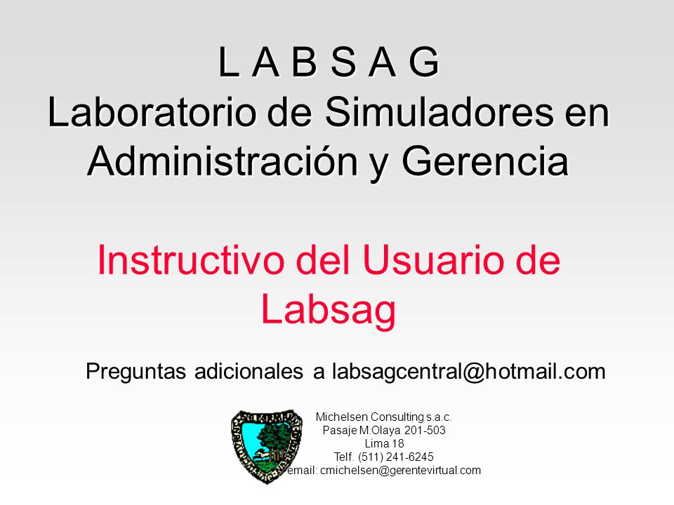 L A B S A G Laboratorio de Simuladores en Administración y Gerencia Instructivo del Usuario de Labsag