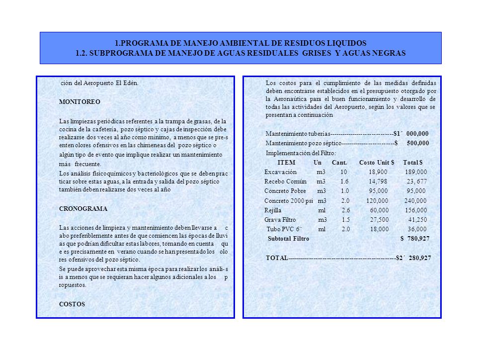 1. PROGRAMA DE MANEJO AMBIENTAL DE RESIDUOS LIQUIDOS 1. 2