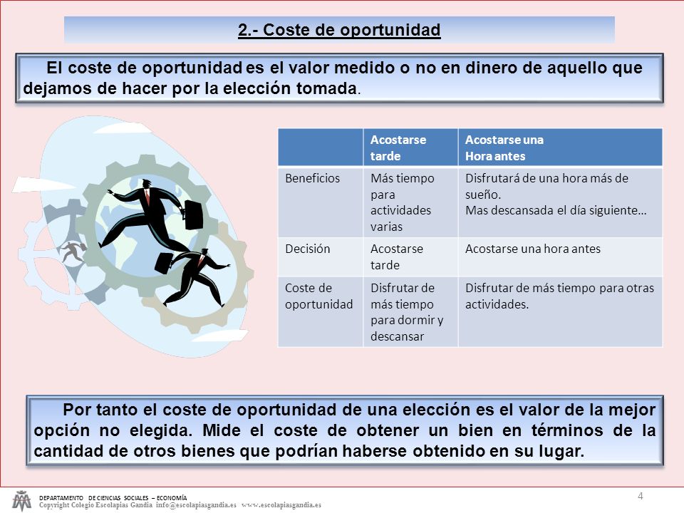 2.- Coste de oportunidad DEPARTAMENTO DE CIENCIAS SOCIALES – ECONOMÍA.