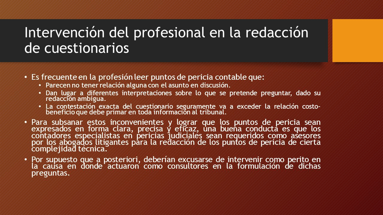 Intervención del profesional en la redacción de cuestionarios