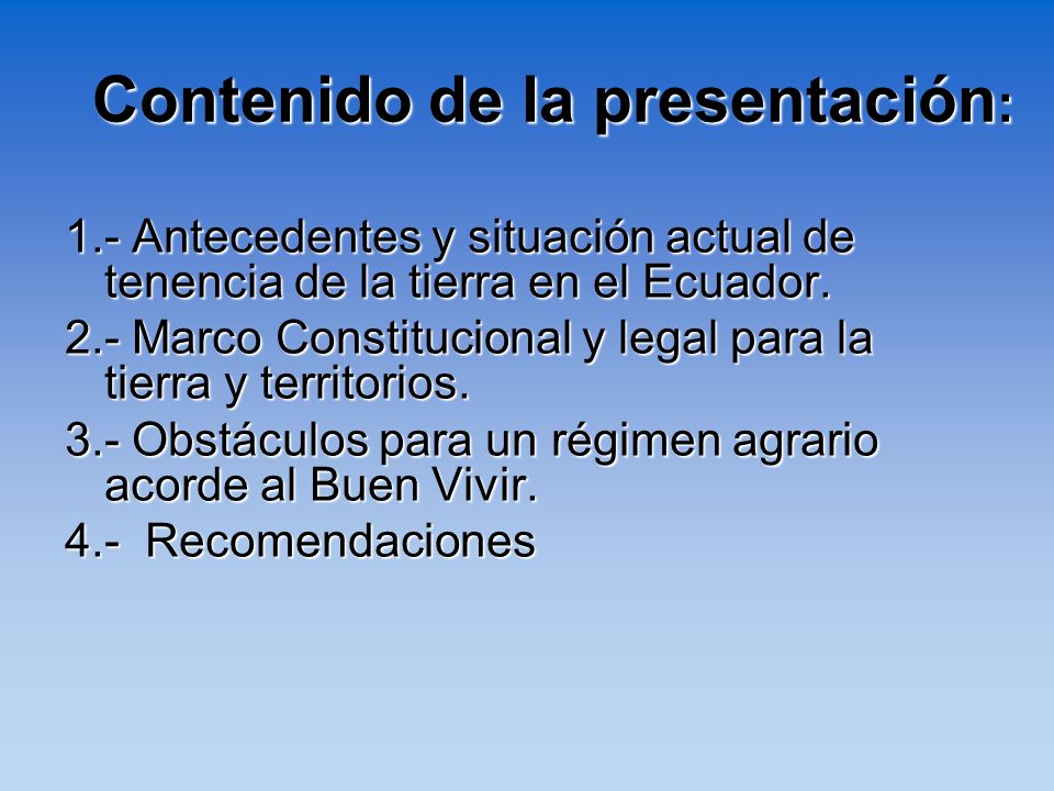 Contenido de la presentación: