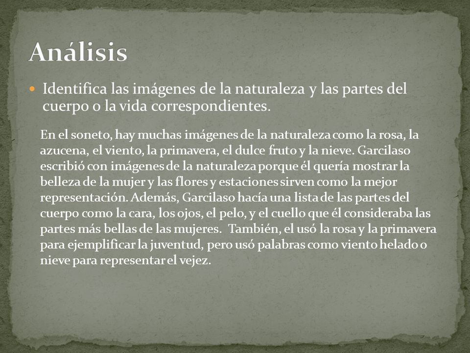 Análisis Identifica las imágenes de la naturaleza y las partes del cuerpo o la vida correspondientes.