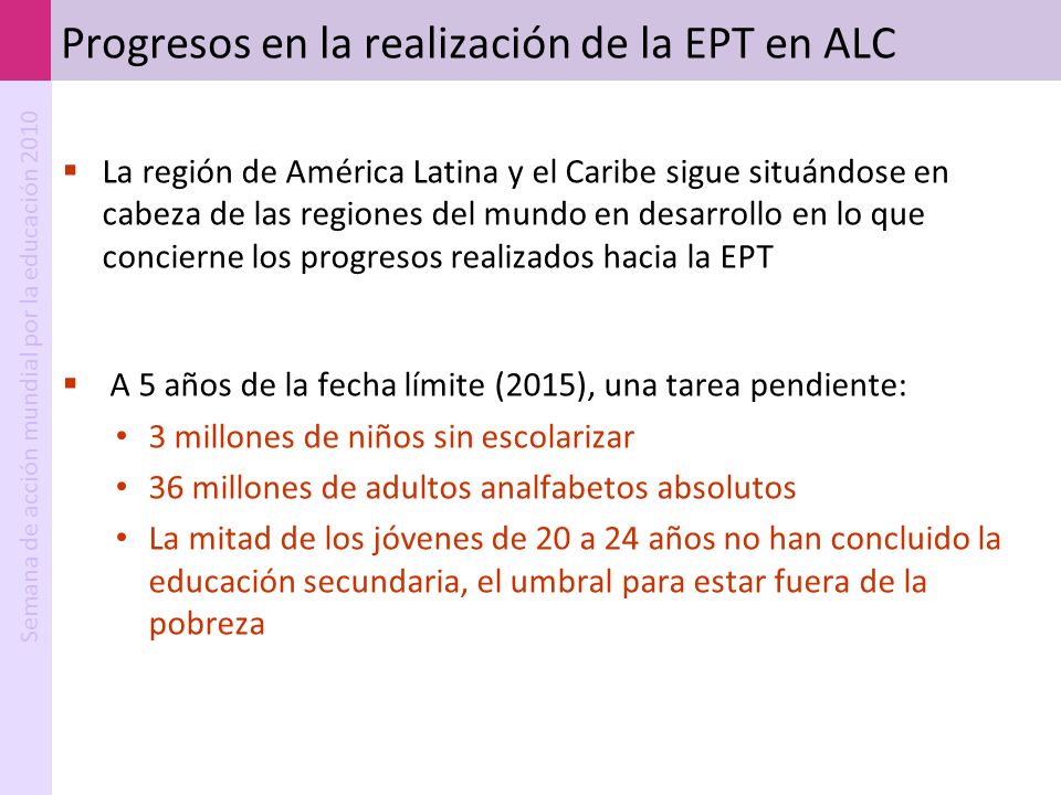 Progresos en la realización de la EPT en ALC