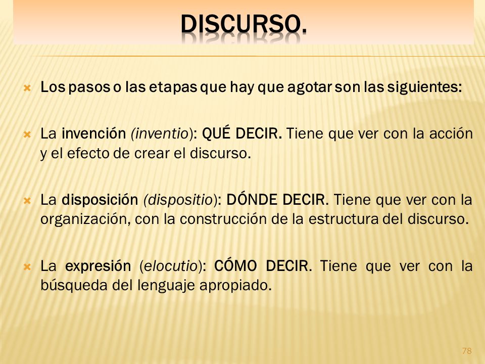 DISCURSO. Los pasos o las etapas que hay que agotar son las siguientes: