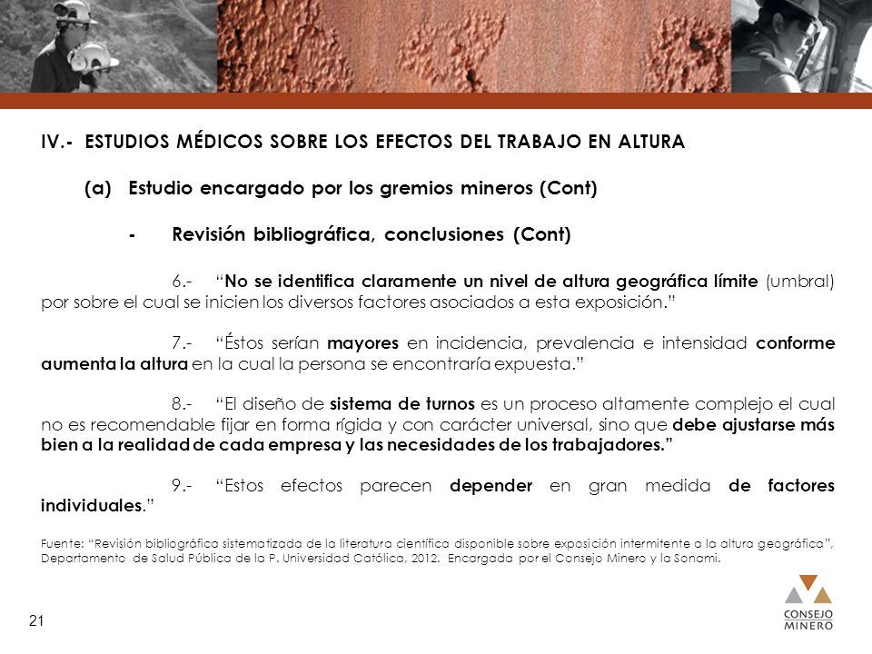 IV.- ESTUDIOS MÉDICOS SOBRE LOS EFECTOS DEL TRABAJO EN ALTURA