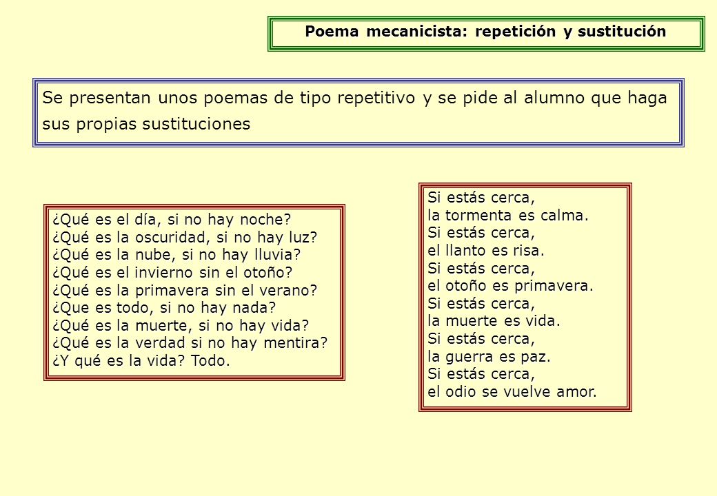 Poema mecanicista: repetición y sustitución