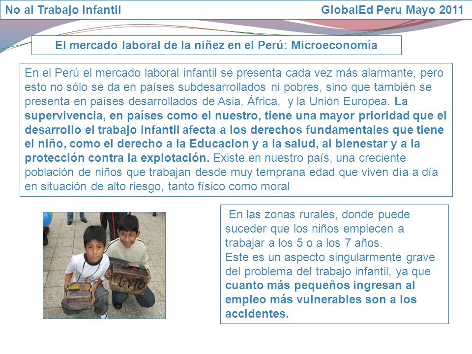 El mercado laboral de la niñez en el Perú: Microeconomía