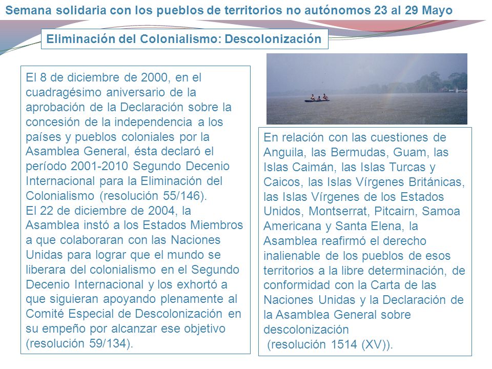 Semana solidaria con los pueblos de territorios no autónomos 23 al 29 Mayo