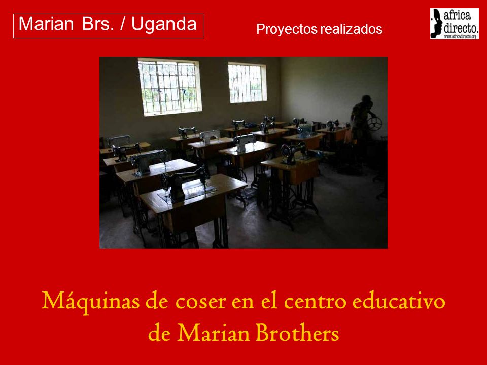 Máquinas de coser en el centro educativo de Marian Brothers