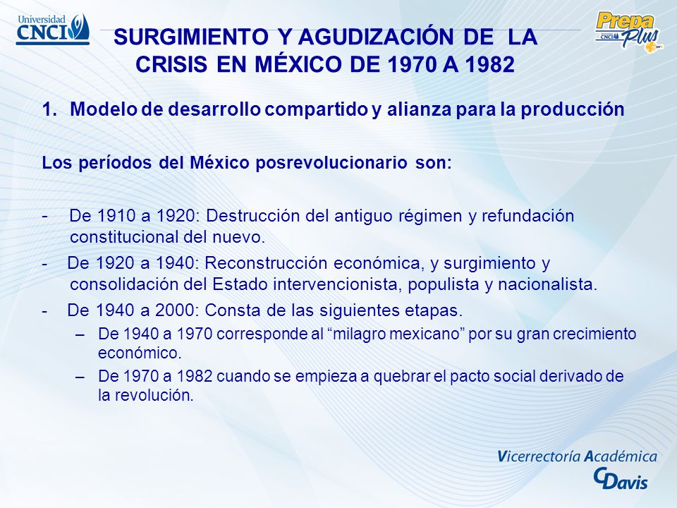 SURGIMIENTO Y AGUDIZACIÓN DE LA CRISIS EN MÉXICO DE 1970 A 1982
