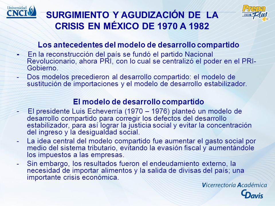 SURGIMIENTO Y AGUDIZACIÓN DE LA CRISIS EN MÉXICO DE 1970 A 1982