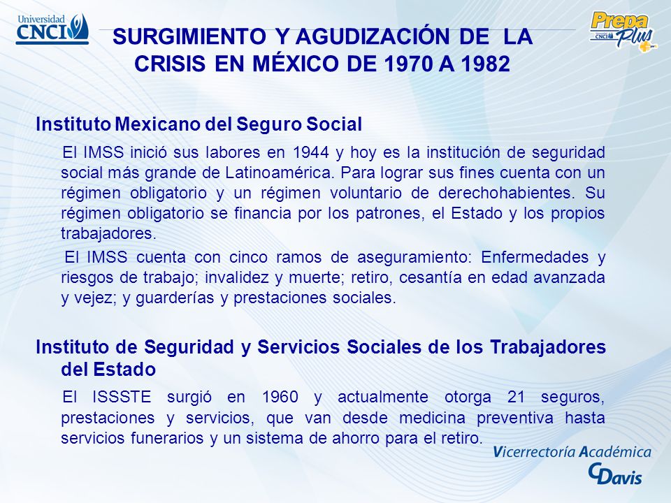 SURGIMIENTO Y AGUDIZACIÓN DE LA CRISIS EN MÉXICO DE 1970 A 1982