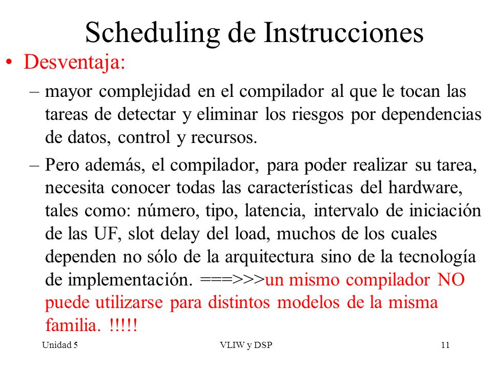 Scheduling de Instrucciones