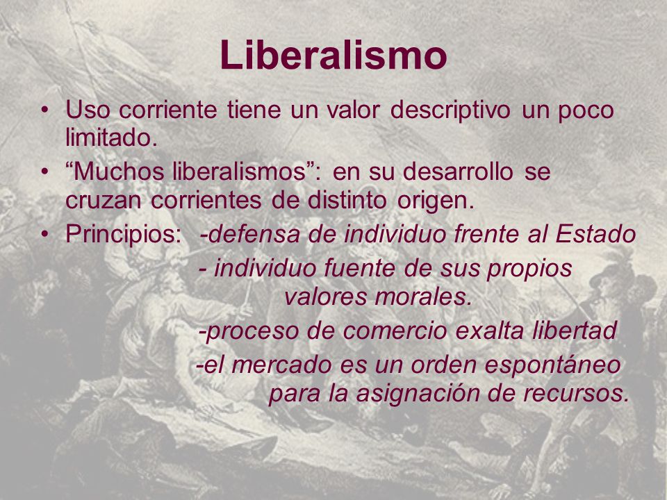 Liberalismo Uso corriente tiene un valor descriptivo un poco limitado.