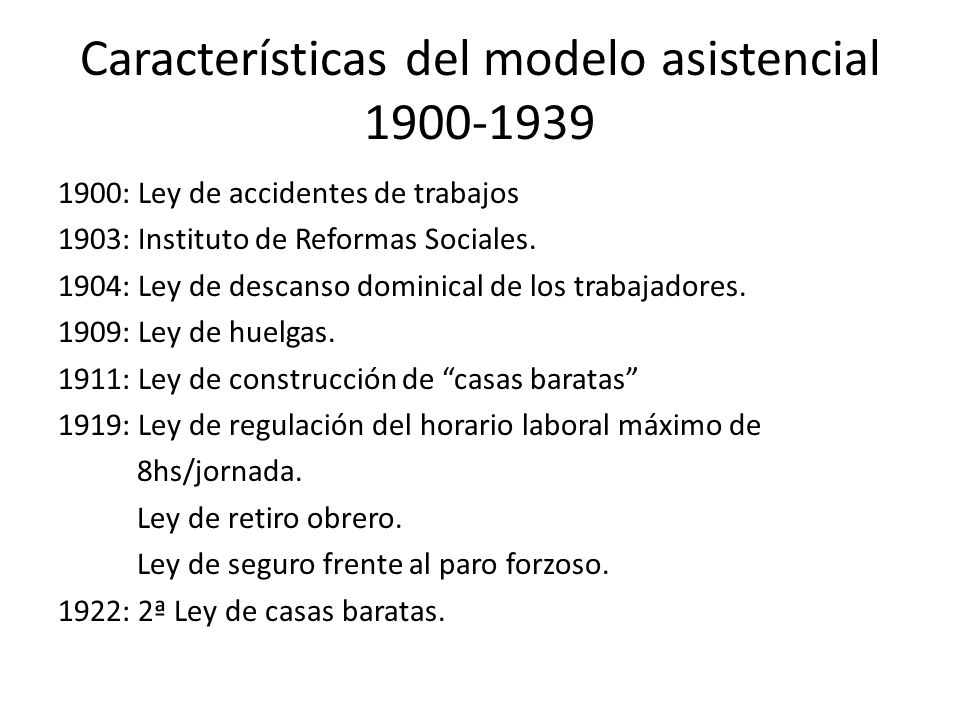 Características del modelo asistencial