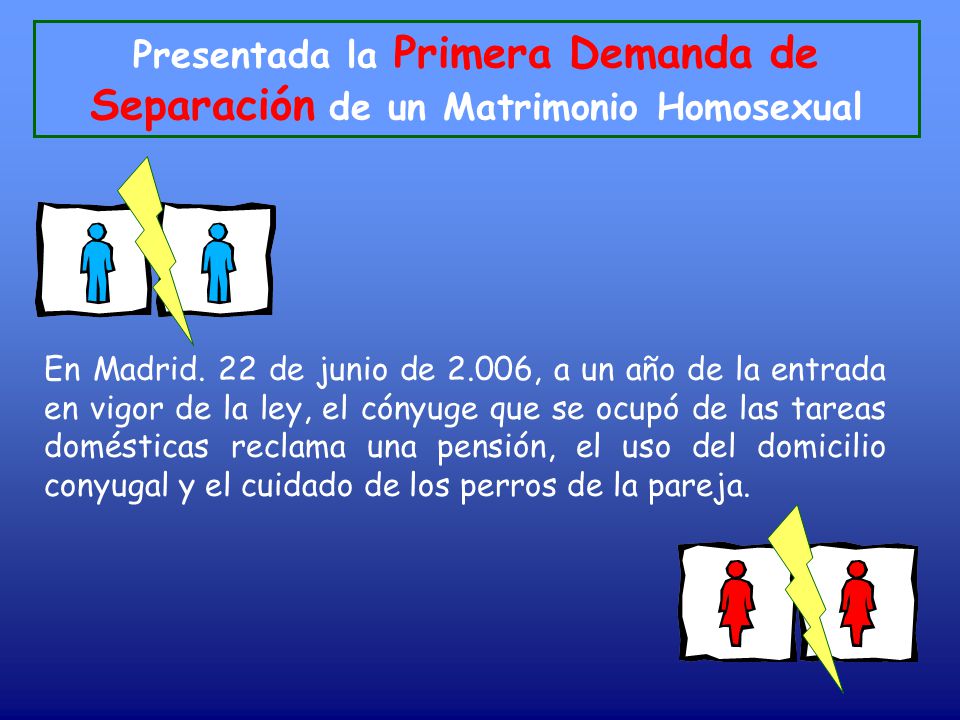 Presentada la Primera Demanda de Separación de un Matrimonio Homosexual