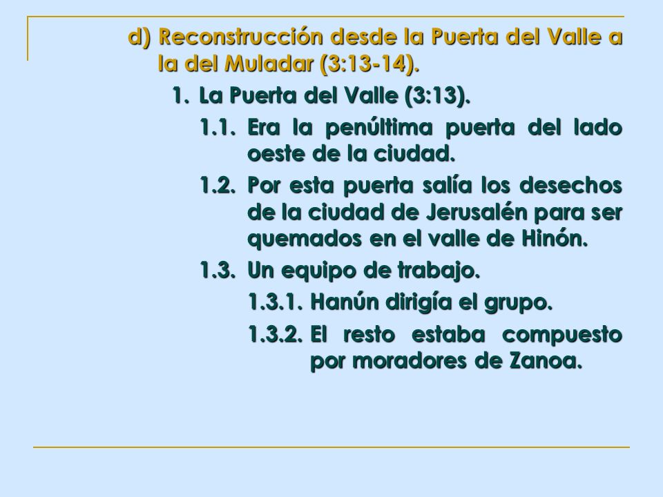 Reconstrucción desde la Puerta del Valle a la del Muladar (3:13-14).