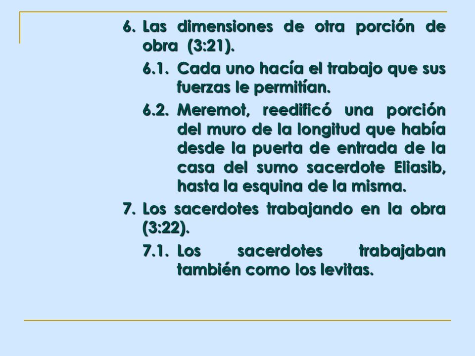 6. Las dimensiones de otra porción de obra (3:21).