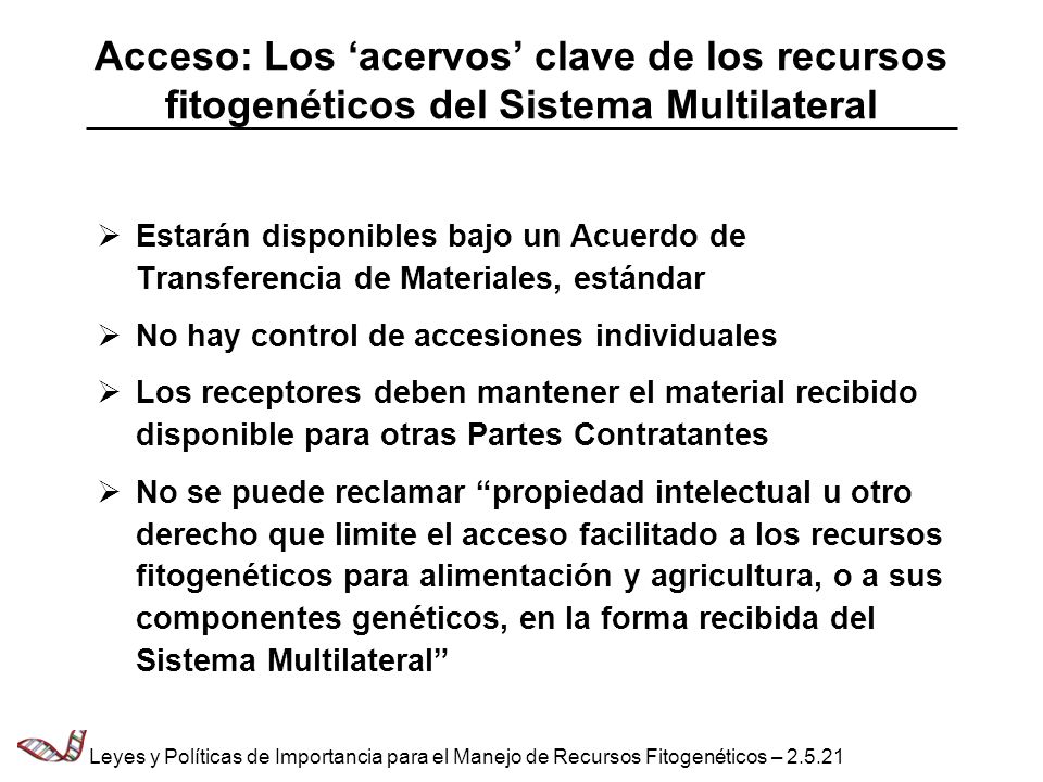 Acceso: Los ‘acervos’ clave de los recursos fitogenéticos del Sistema Multilateral