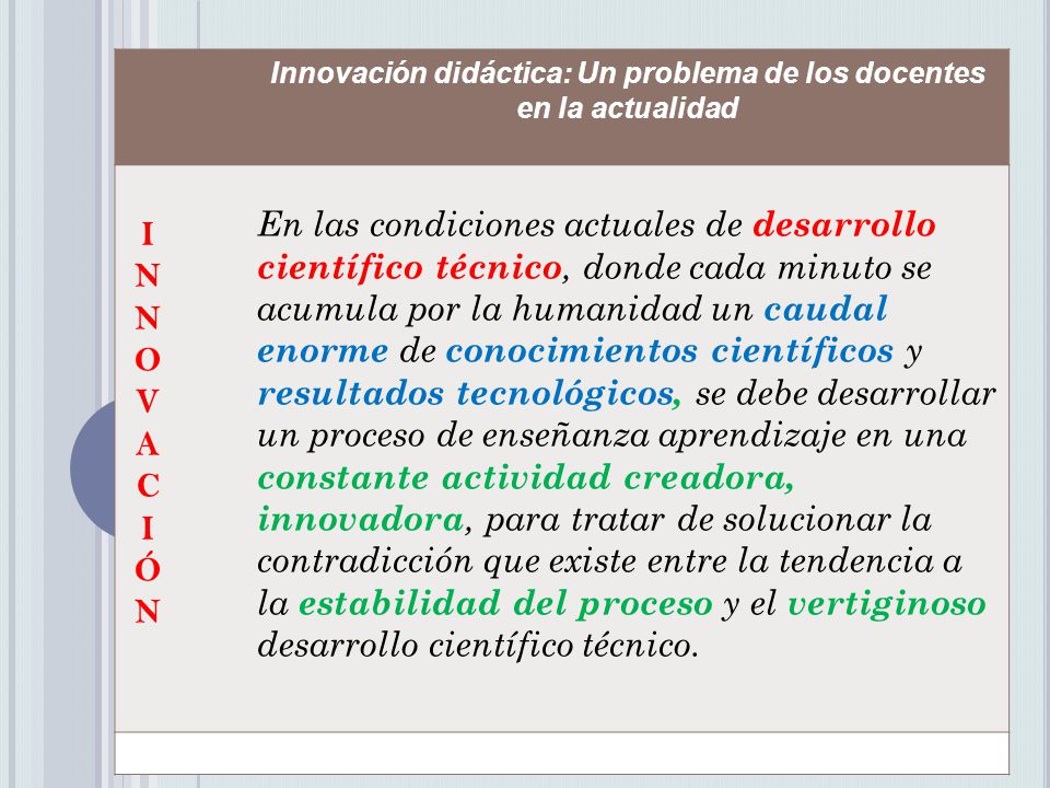 Innovación didáctica: Un problema de los docentes en la actualidad