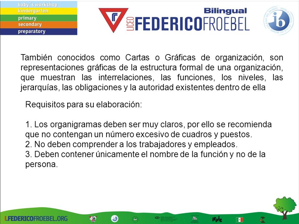También conocidos como Cartas o Gráficas de organización, son representaciones gráficas de la estructura formal de una organización, que muestran las interrelaciones, las funciones, los niveles, las jerarquías, las obligaciones y la autoridad existentes dentro de ella