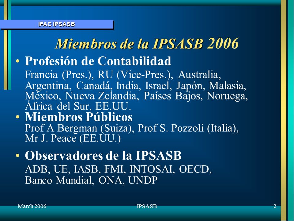 ADB, UE, IASB, FMI, INTOSAI, OECD,