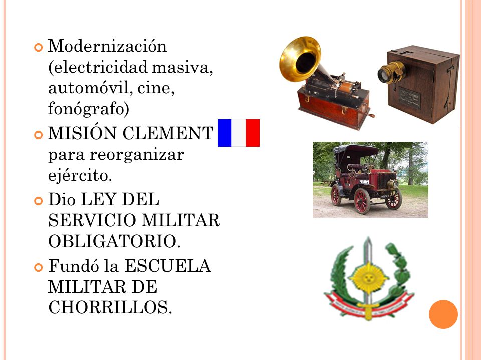 Modernización (electricidad masiva, automóvil, cine, fonógrafo)