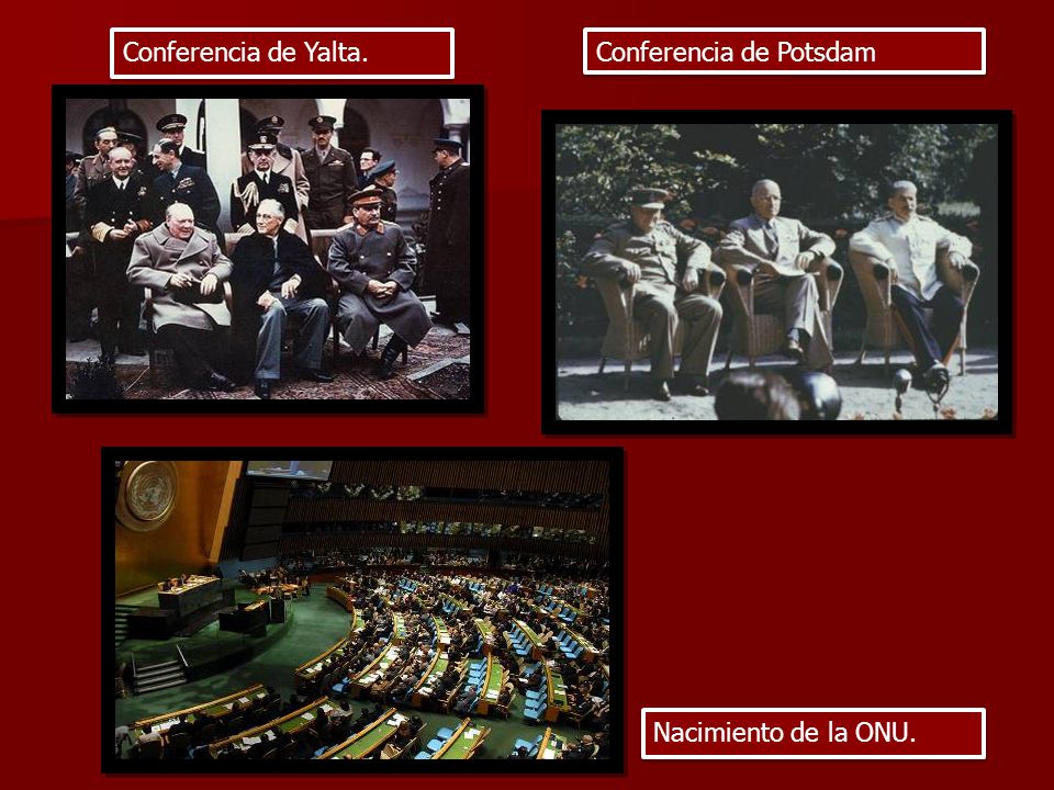 Conferencia de Yalta. Conferencia de Potsdam Nacimiento de la ONU.