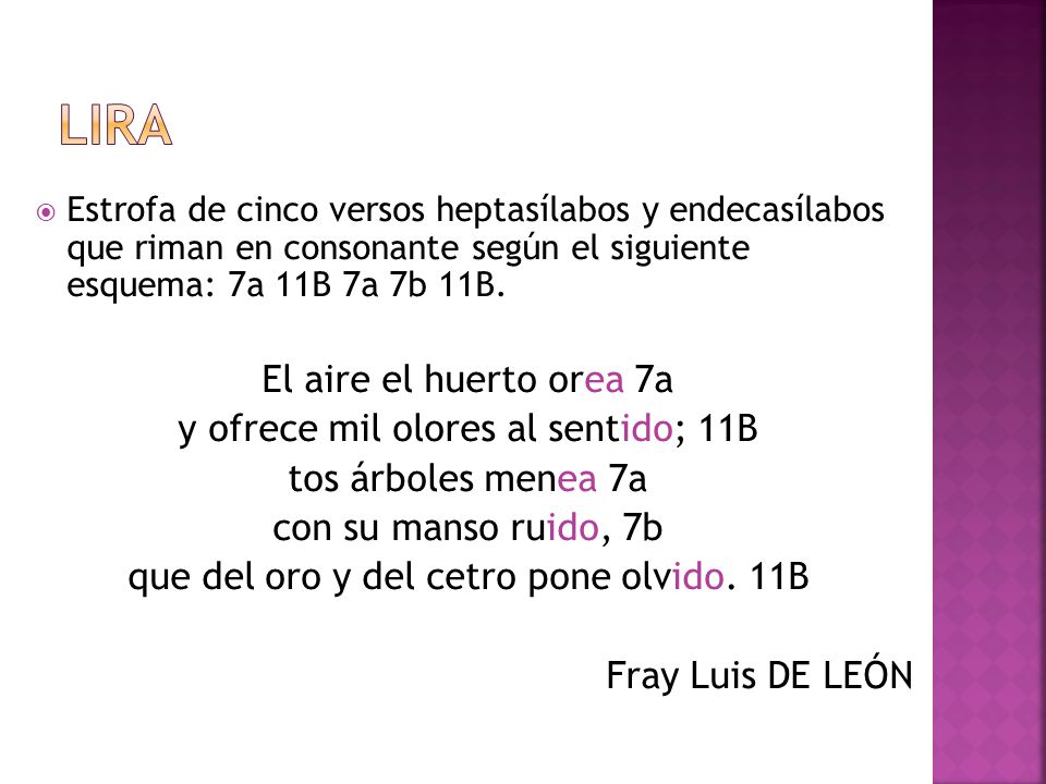 LIRA El aire el huerto orea 7a y ofrece mil olores al sentido; 11B