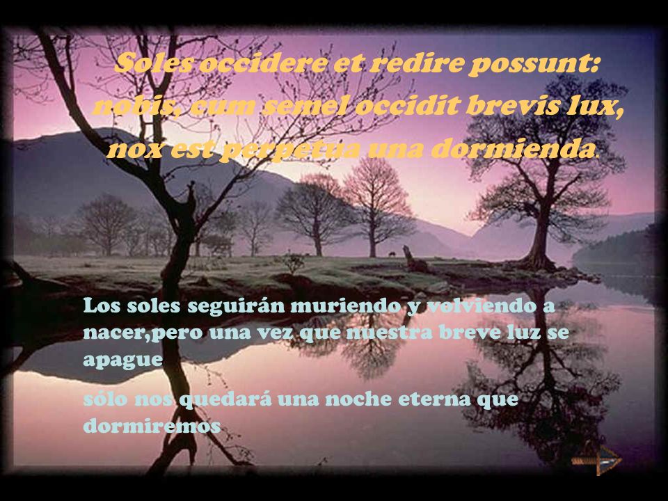 Soles occidere et redire possunt: nobis, cum semel occidit brevis lux,