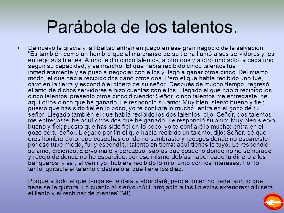 Parábola de los talentos.