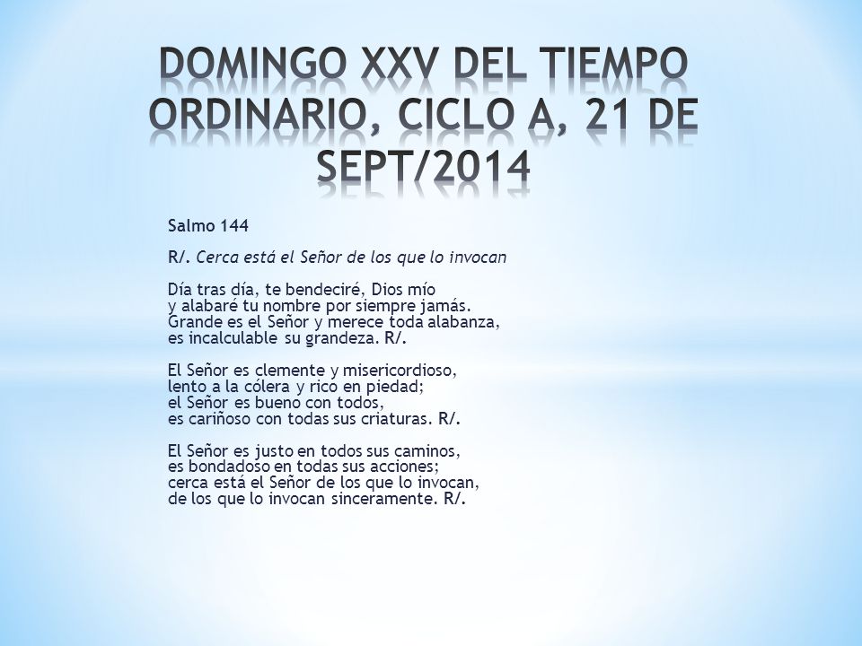 DOMINGO XXV DEL TIEMPO ORDINARIO, CICLO A, 21 DE SEPT/2014