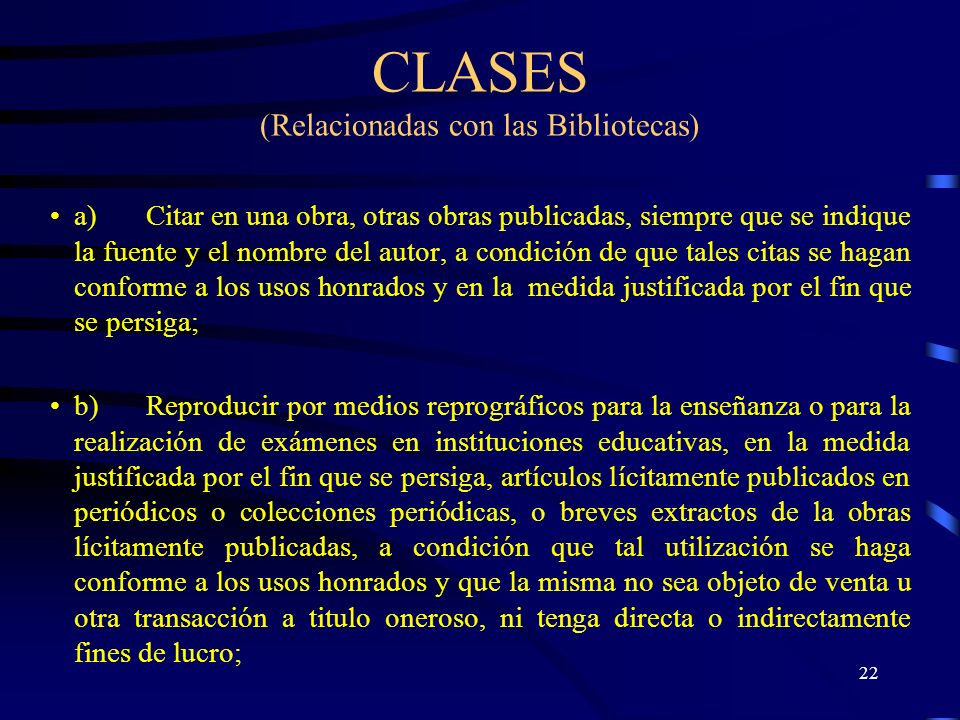 CLASES (Relacionadas con las Bibliotecas)