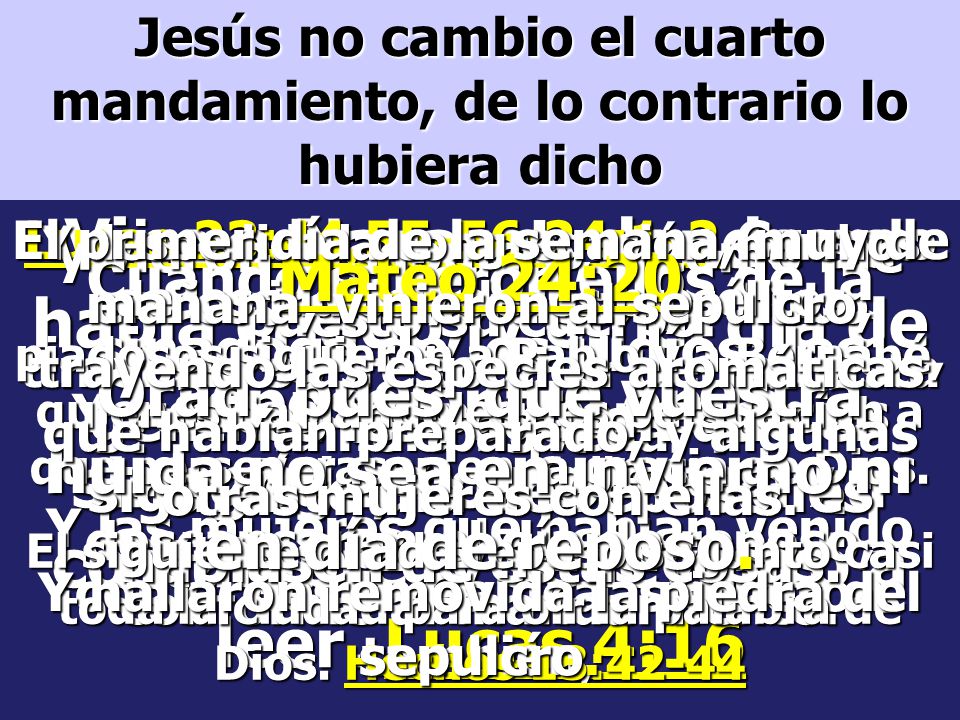 Jesús no cambio el cuarto mandamiento, de lo contrario lo hubiera dicho