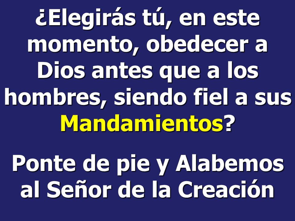 Ponte de pie y Alabemos al Señor de la Creación