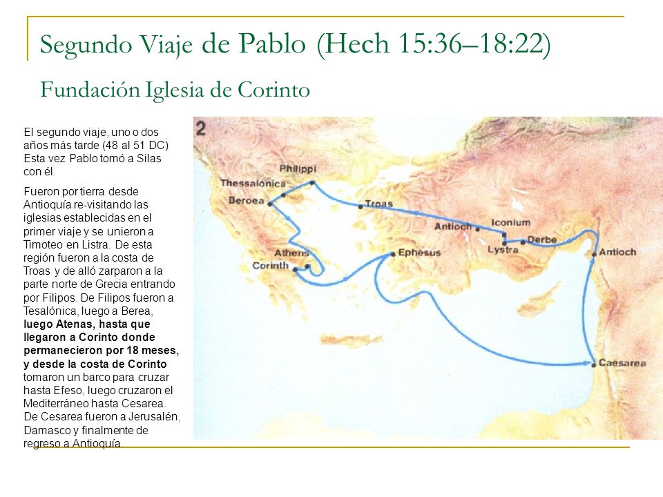 Segundo Viaje de Pablo (Hech 15:36–18:22) Fundación Iglesia de Corinto