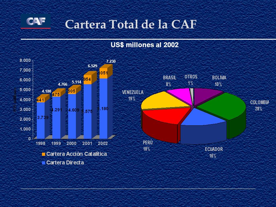 Cartera Total de la CAF US$ millones al