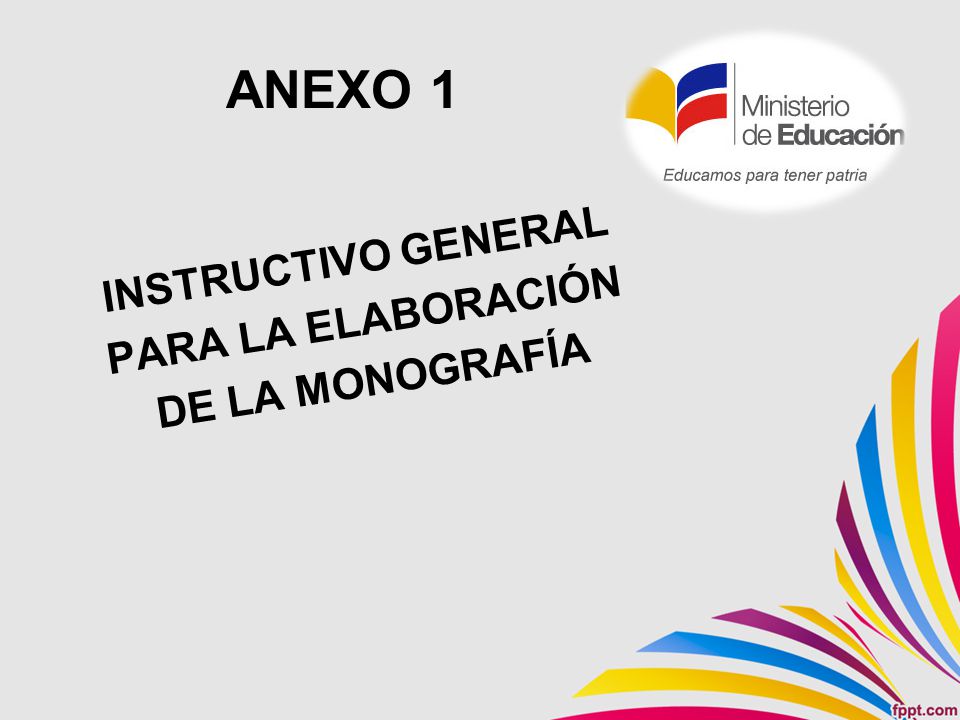 ANEXO 1 INSTRUCTIVO GENERAL PARA LA ELABORACIÓN DE LA MONOGRAFÍA