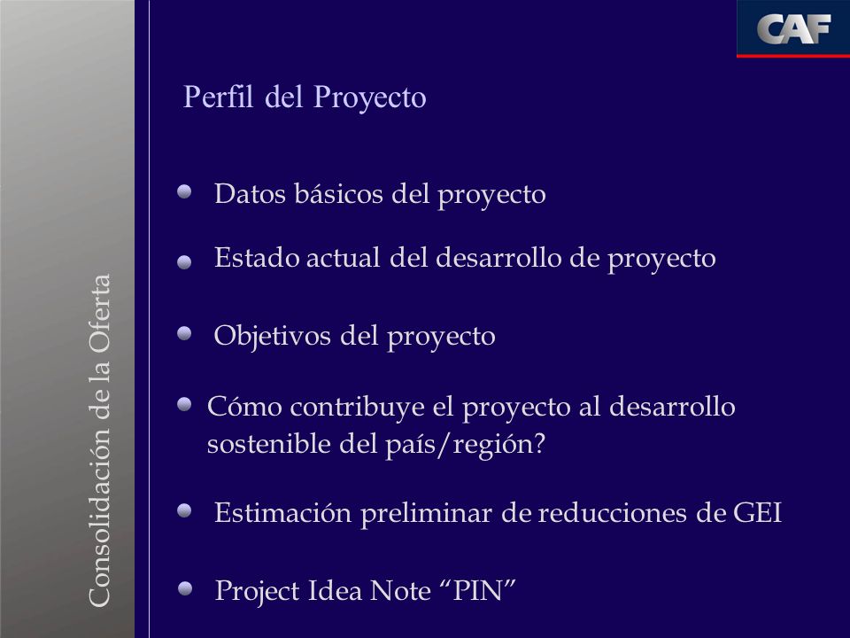 Perfil del Proyecto Datos básicos del proyecto
