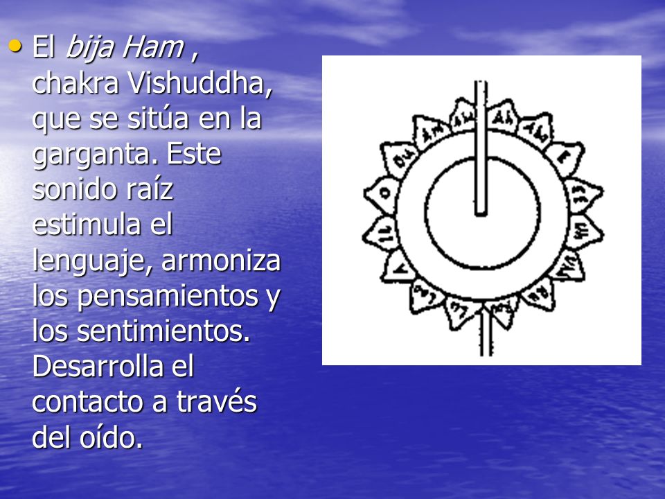 El bija Ham , chakra Vishuddha, que se sitúa en la garganta
