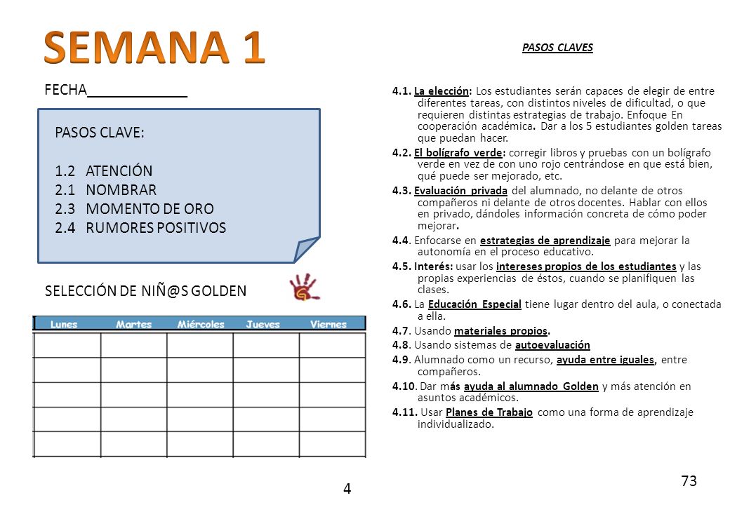 SEMANA 1 FECHA_____________ PASOS CLAVE: 1.2 ATENCIÓN 2.1 NOMBRAR