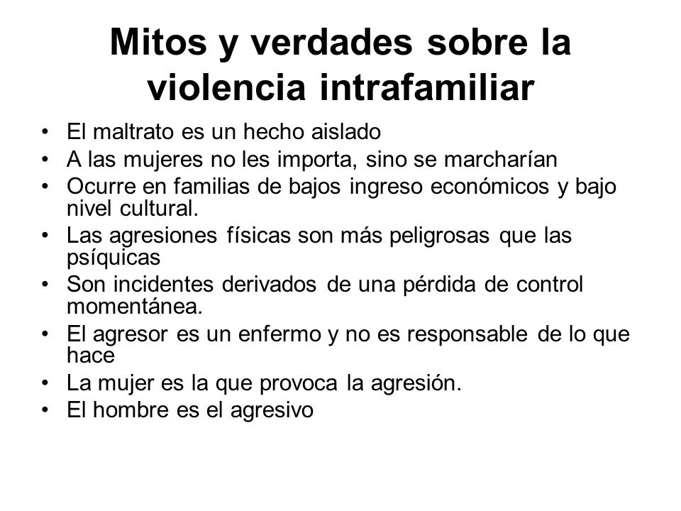 Mitos y verdades sobre la violencia intrafamiliar