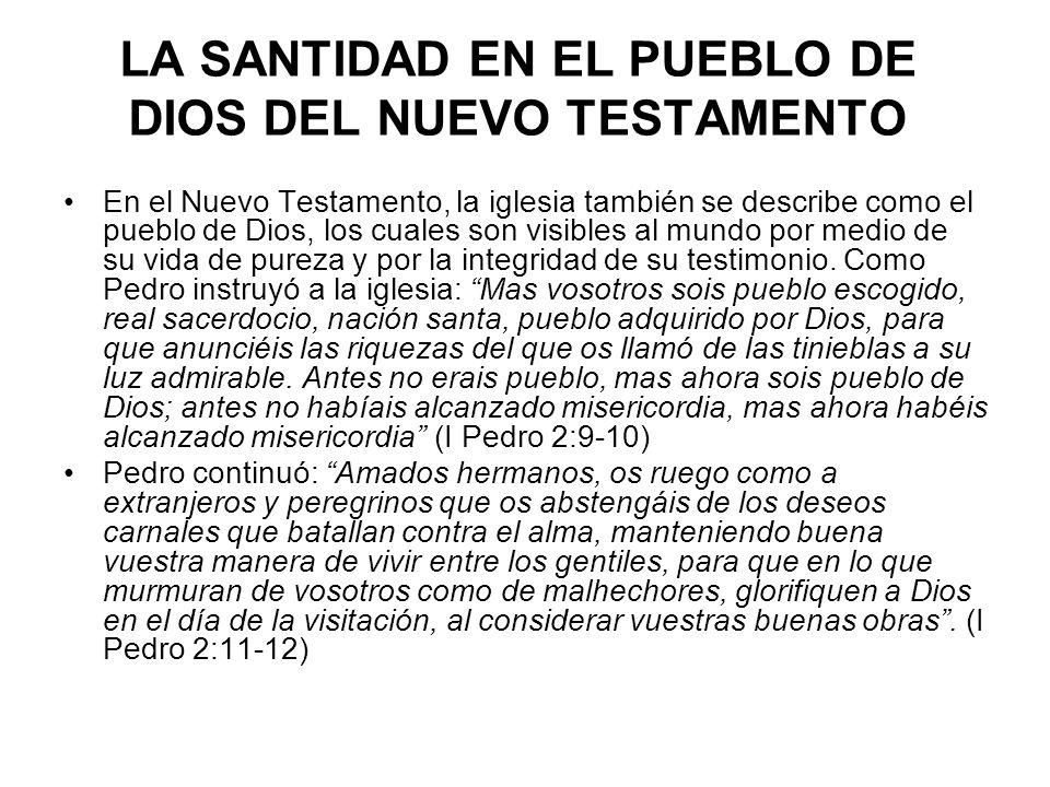 LA SANTIDAD EN EL PUEBLO DE DIOS DEL NUEVO TESTAMENTO