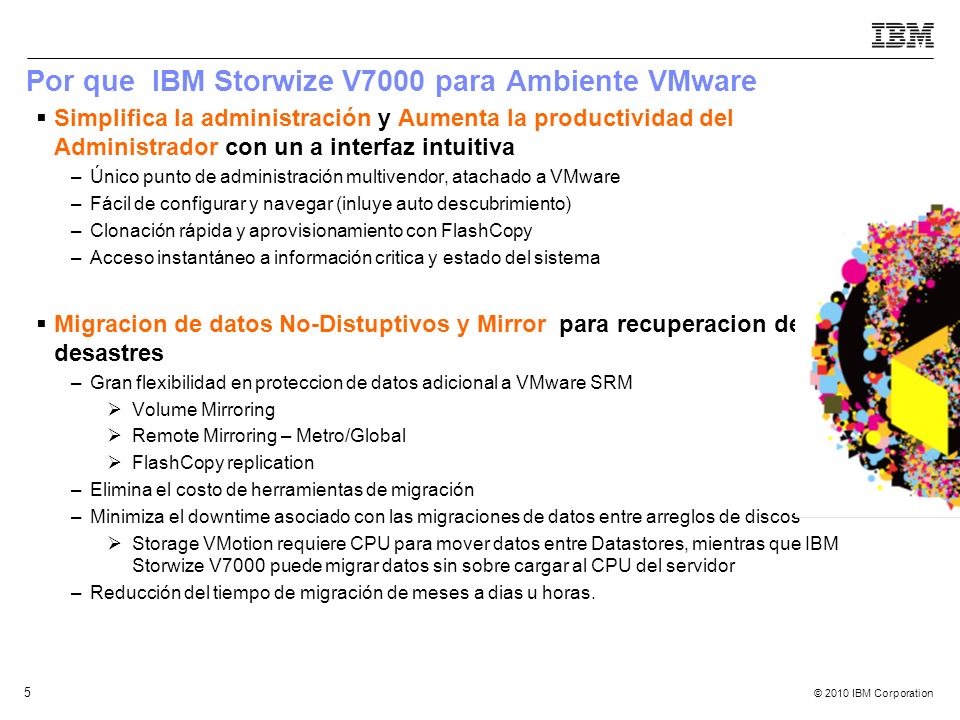 Por que IBM Storwize V7000 para Ambiente VMware