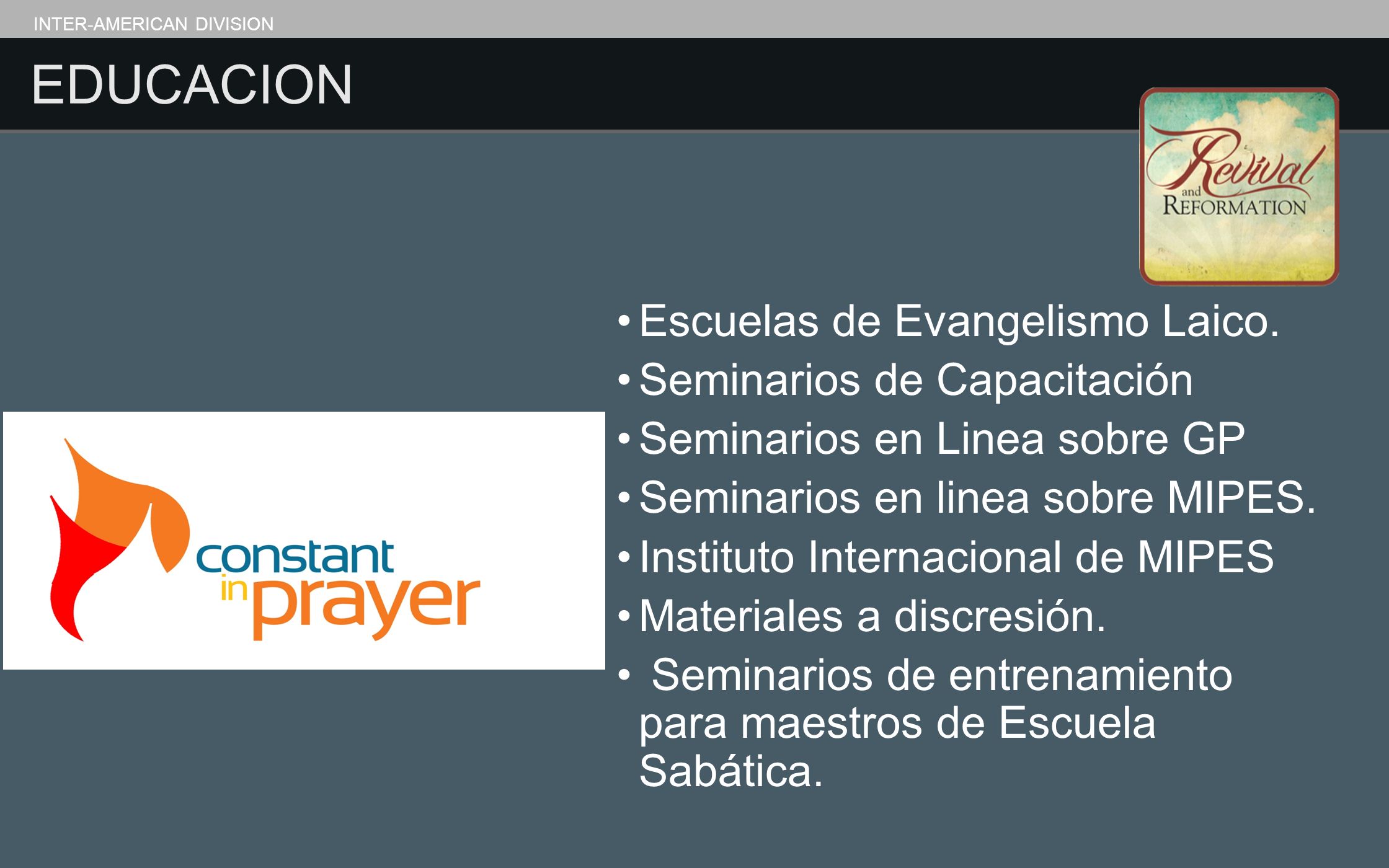 EDUCACION Escuelas de Evangelismo Laico. Seminarios de Capacitación