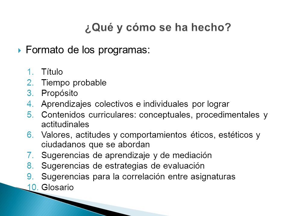 ¿Qué y cómo se ha hecho Formato de los programas: Título