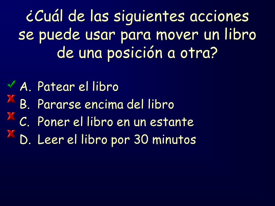 ¿Cuál de las siguientes acciones se puede usar para mover un libro de una posición a otra